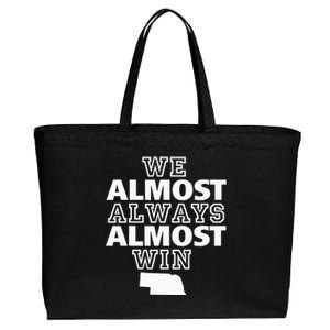 We Almost Always Almost Win Nebraska Map Funny Cotton Canvas Jumbo Tote