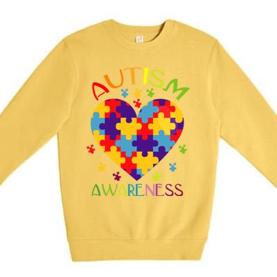 World Autism Awareness 2 April Autism Heart Proud Autism Gift Premium Crewneck Sweatshirt