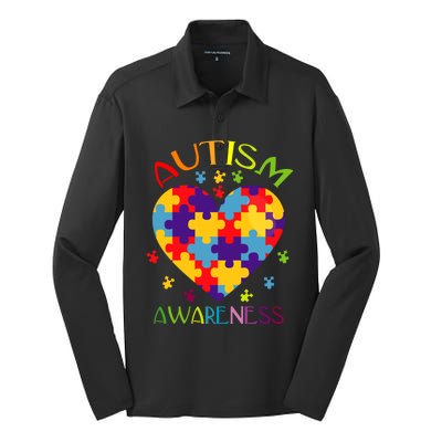 World Autism Awareness 2 April Autism Heart Proud Autism Gift Silk Touch Performance Long Sleeve Polo