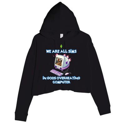 We Are All Sims In GodS Overheating Computer Crop Fleece Hoodie