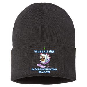 We Are All Sims In GodS Overheating Computer Sustainable Knit Beanie