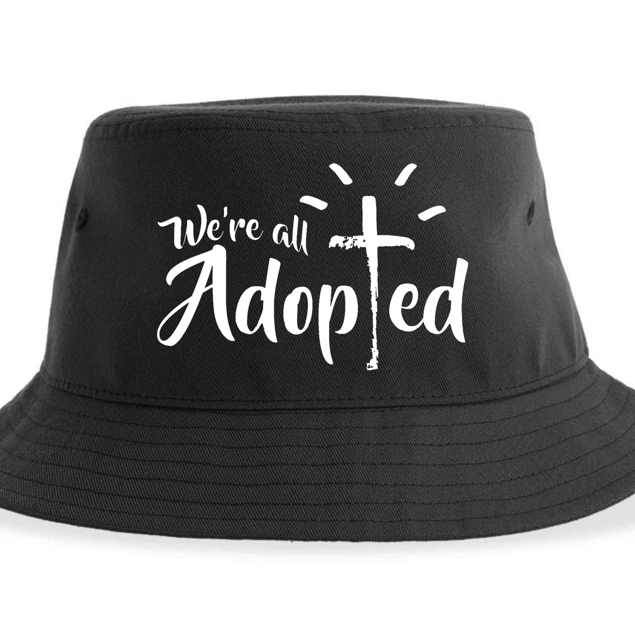 We're All Adopted Christian Cross Sustainable Bucket Hat