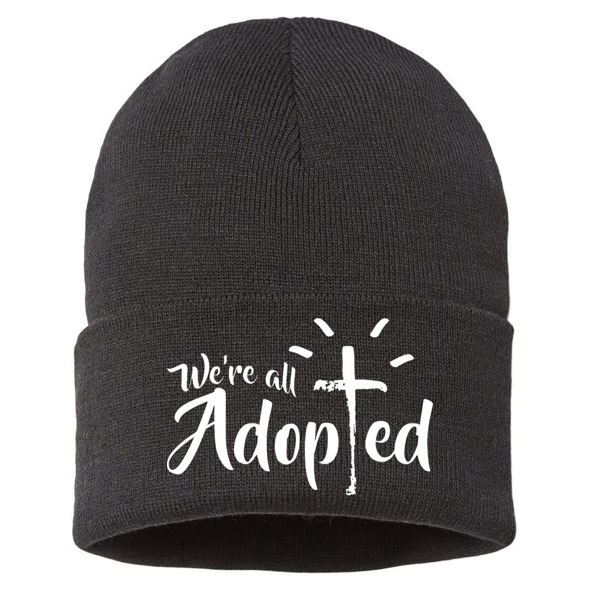 We're All Adopted Christian Cross Sustainable Knit Beanie