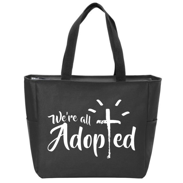 We're All Adopted Christian Cross Zip Tote Bag