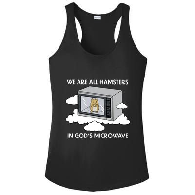 We Are All Hamsters In Gods Microwave Funny Ladies PosiCharge Competitor Racerback Tank