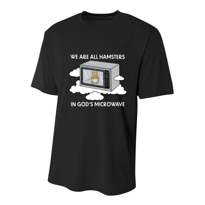 We Are All Hamsters In Gods Microwave Funny Youth Performance Sprint T-Shirt