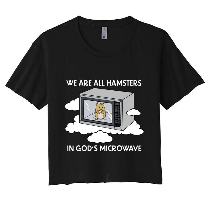 We Are All Hamsters In Gods Microwave Funny Women's Crop Top Tee