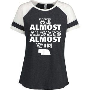 We Almost Always Almost Win Nebraska Map Funny Enza Ladies Jersey Colorblock Tee