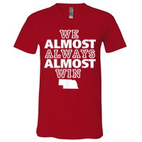 We Almost Always Almost Win Nebraska Map Funny V-Neck T-Shirt