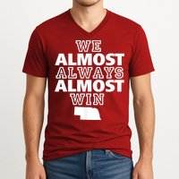 We Almost Always Almost Win Nebraska Map Funny V-Neck T-Shirt