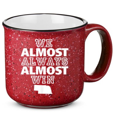 We Almost Always Almost Win Nebraska Map Funny 15oz Campfire Ceramic Mug