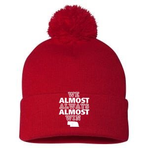 We Almost Always Almost Win Nebraska Map Funny Pom Pom 12in Knit Beanie