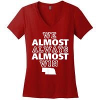 We Almost Always Almost Win Nebraska Map Funny Women's V-Neck T-Shirt