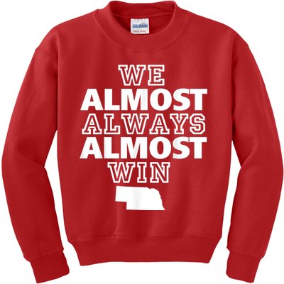 We Almost Always Almost Win Nebraska Map Funny Kids Sweatshirt