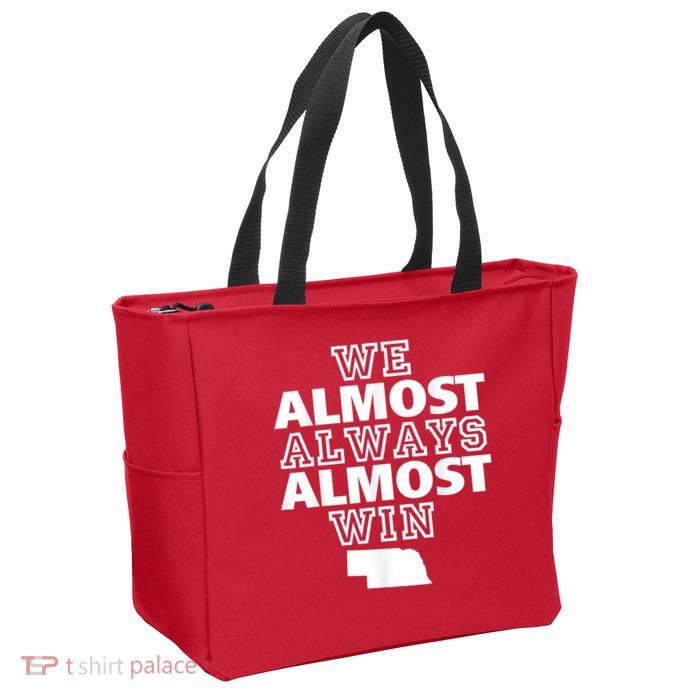 We Almost Always Almost Win Nebraska Map Funny Zip Tote Bag