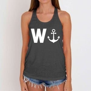 W And Anchor Women's Knotted Racerback Tank