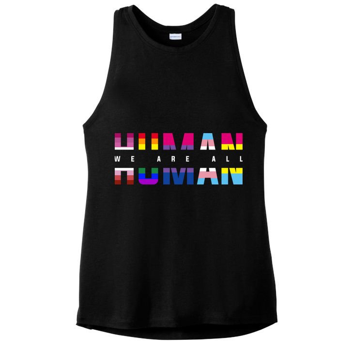 We Are All Human LGBT Pride Ladies PosiCharge Tri-Blend Wicking Tank