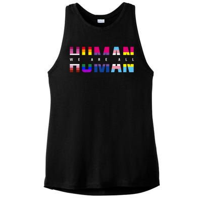 We Are All Human LGBT Pride Ladies PosiCharge Tri-Blend Wicking Tank