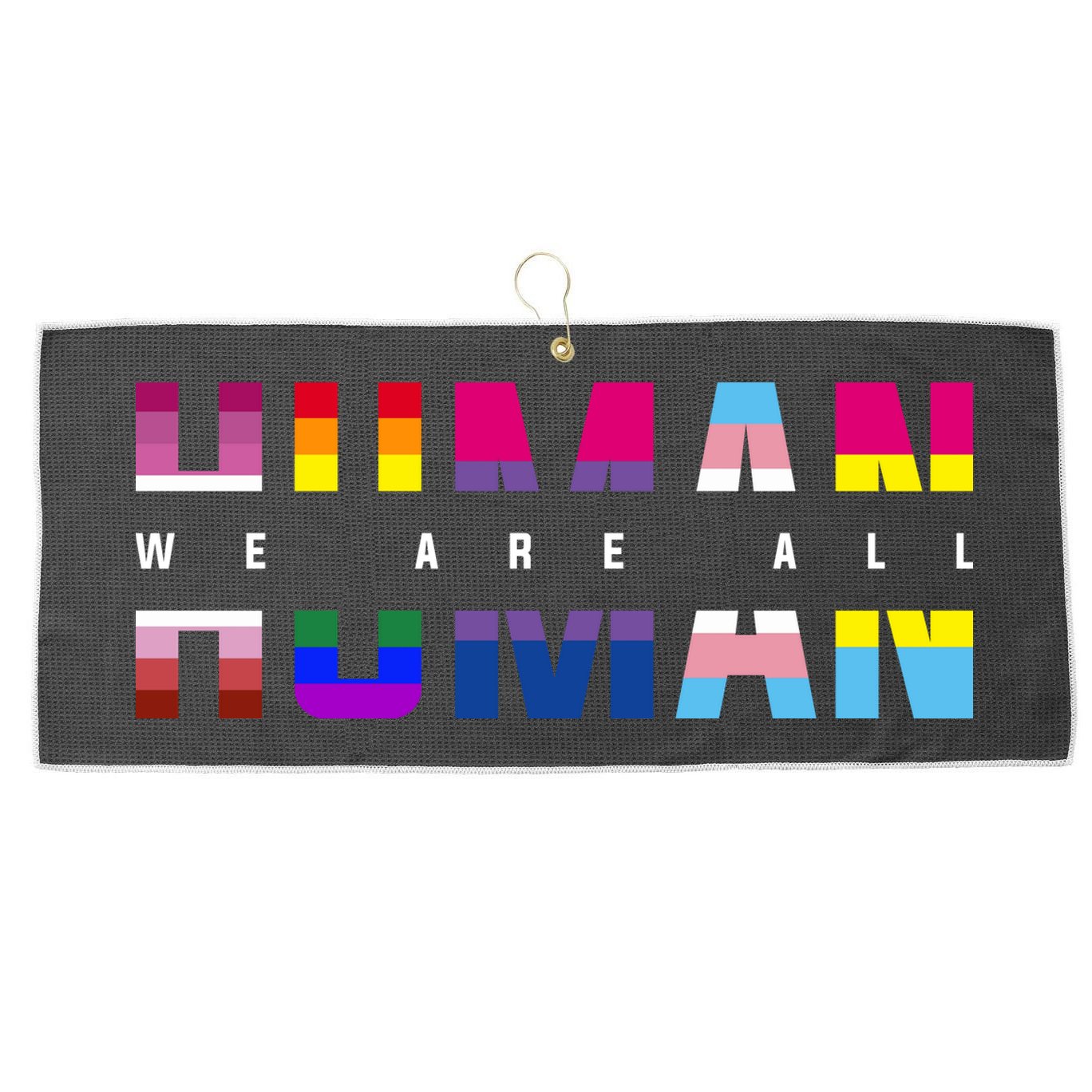 We Are All Human LGBT Pride Large Microfiber Waffle Golf Towel