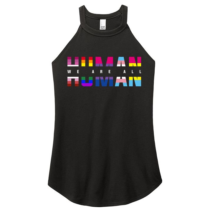 We Are All Human LGBT Pride Women's Perfect Tri Rocker Tank