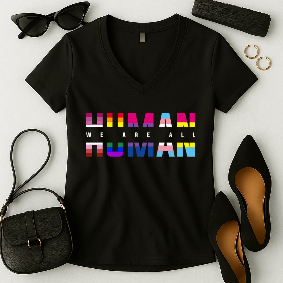 We Are All Human LGBT Pride Women's V-Neck T-Shirt