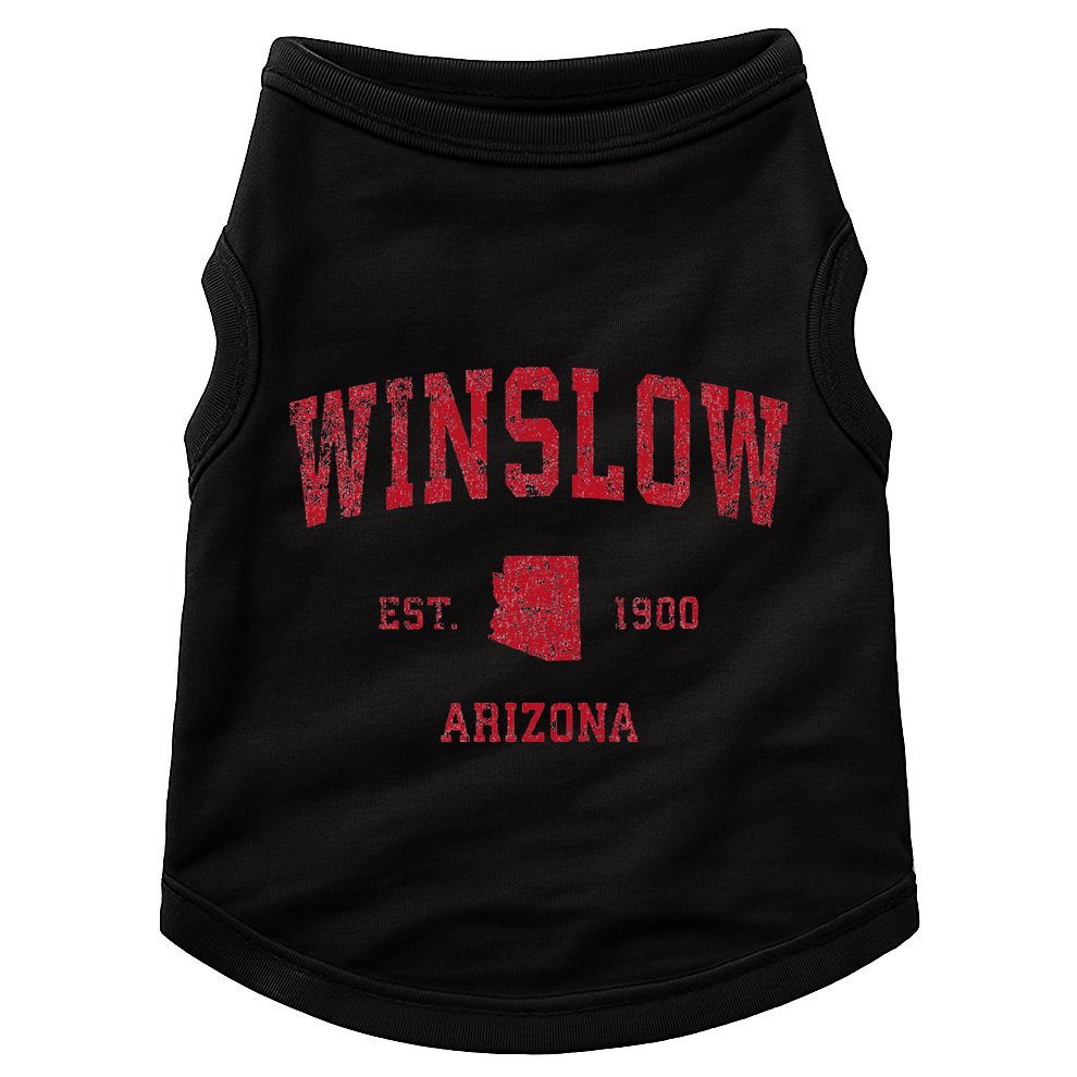 Winslow Arizona Az Vintage Sports Design Red Print Doggie Tank