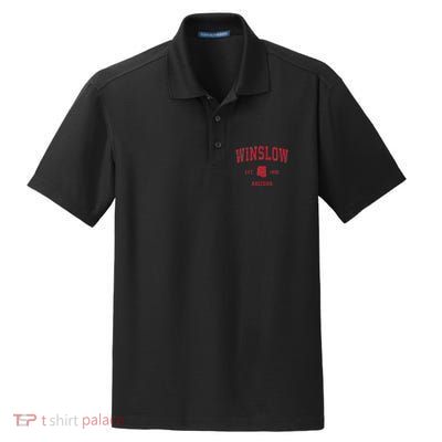 Winslow Arizona Az Vintage Sports Design Red Print Dry Zone Grid Polo