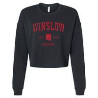 Winslow Arizona Az Vintage Sports Design Red Print Cropped Pullover Crew