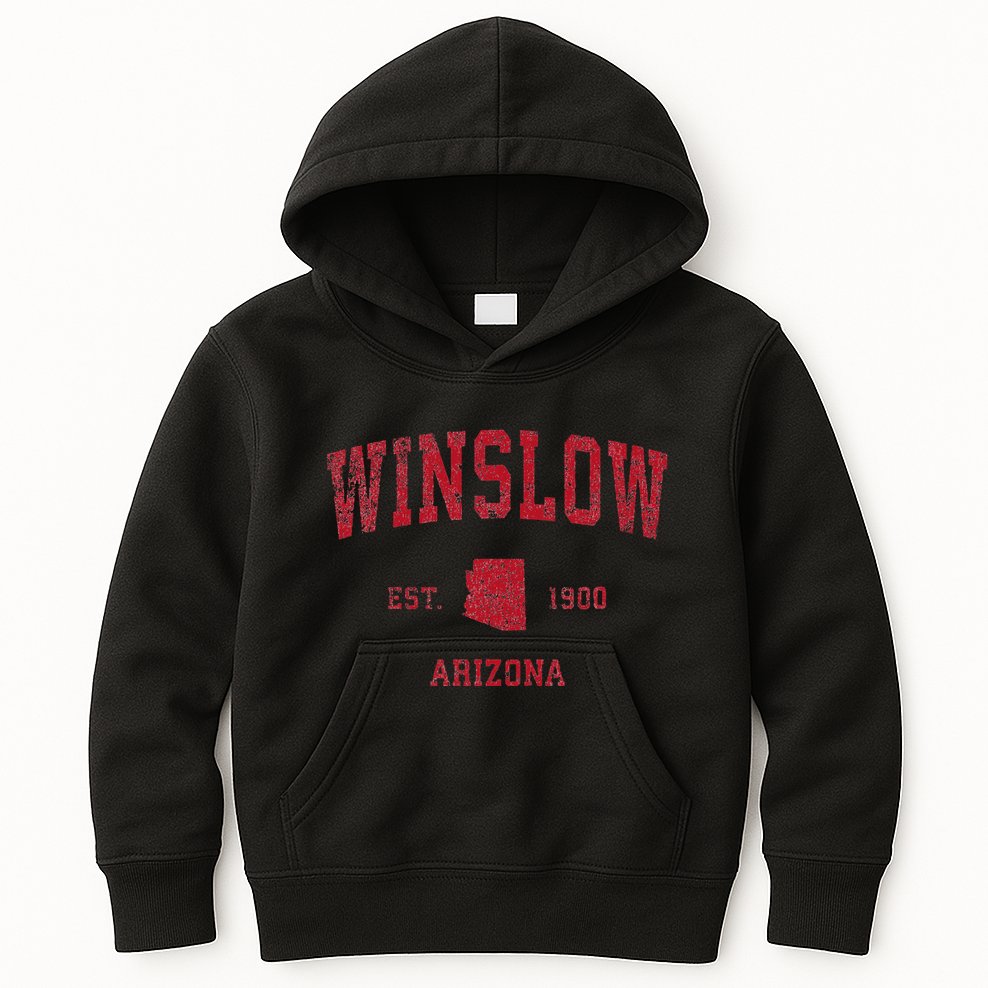 Winslow Arizona Az Vintage Sports Design Red Print Kids Hoodie