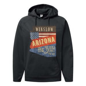 Winslow Arizona Az Us 66 Take It Easy Est. 1926 Mother Road Performance Fleece Hoodie