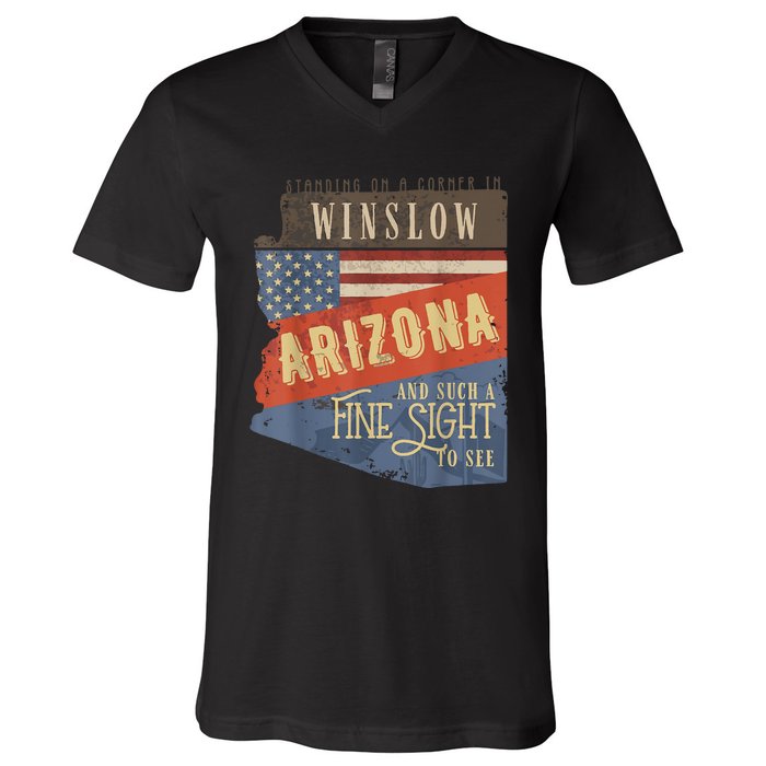 Winslow Arizona Az Us 66 Take It Easy Est. 1926 Mother Road V-Neck T-Shirt