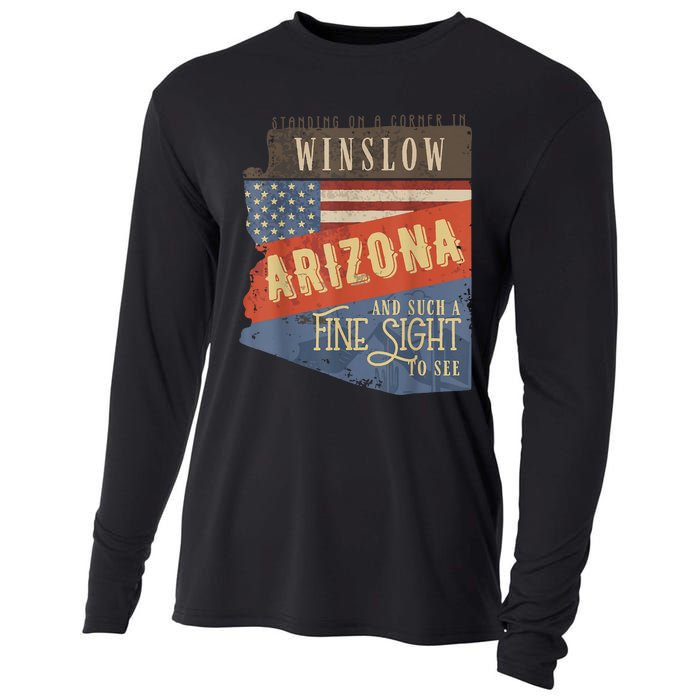 Winslow Arizona Az Us 66 Take It Easy Est. 1926 Mother Road Cooling Performance Long Sleeve Crew