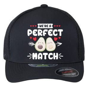 We Are A Perfect Match Couple Love Vegan Valentine's Day Cute Gift Flexfit Unipanel Trucker Cap