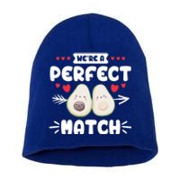 We Are A Perfect Match Couple Love Vegan Valentine's Day Cute Gift Short Acrylic Beanie