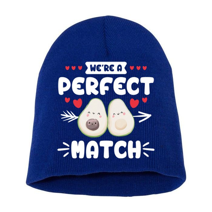 We Are A Perfect Match Couple Love Vegan Valentine's Day Cute Gift Short Acrylic Beanie