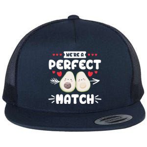 We Are A Perfect Match Couple Love Vegan Valentine's Day Cute Gift Flat Bill Trucker Hat