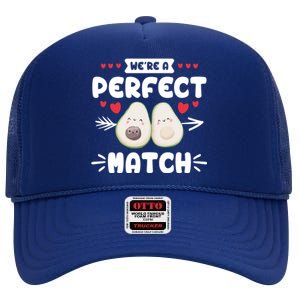 We Are A Perfect Match Couple Love Vegan Valentine's Day Cute Gift High Crown Mesh Back Trucker Hat