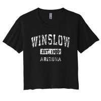 Winslow Arizona Az Vintage Sports Established Women's Crop Top Tee