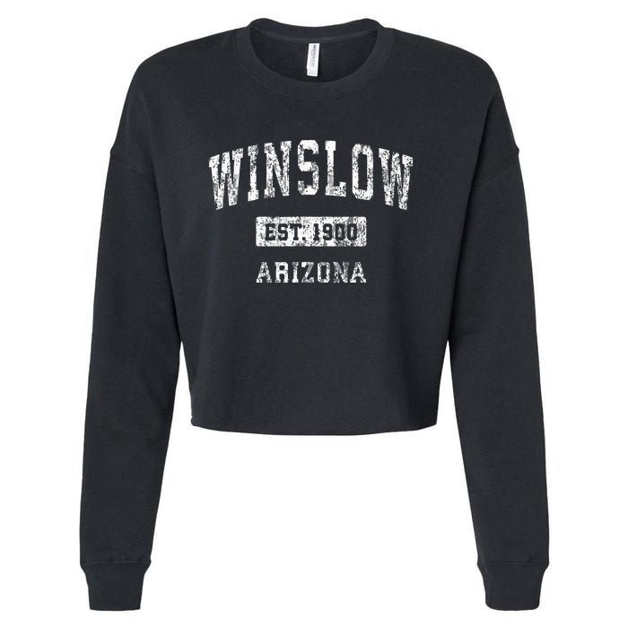 Winslow Arizona Az Vintage Sports Established Cropped Pullover Crew