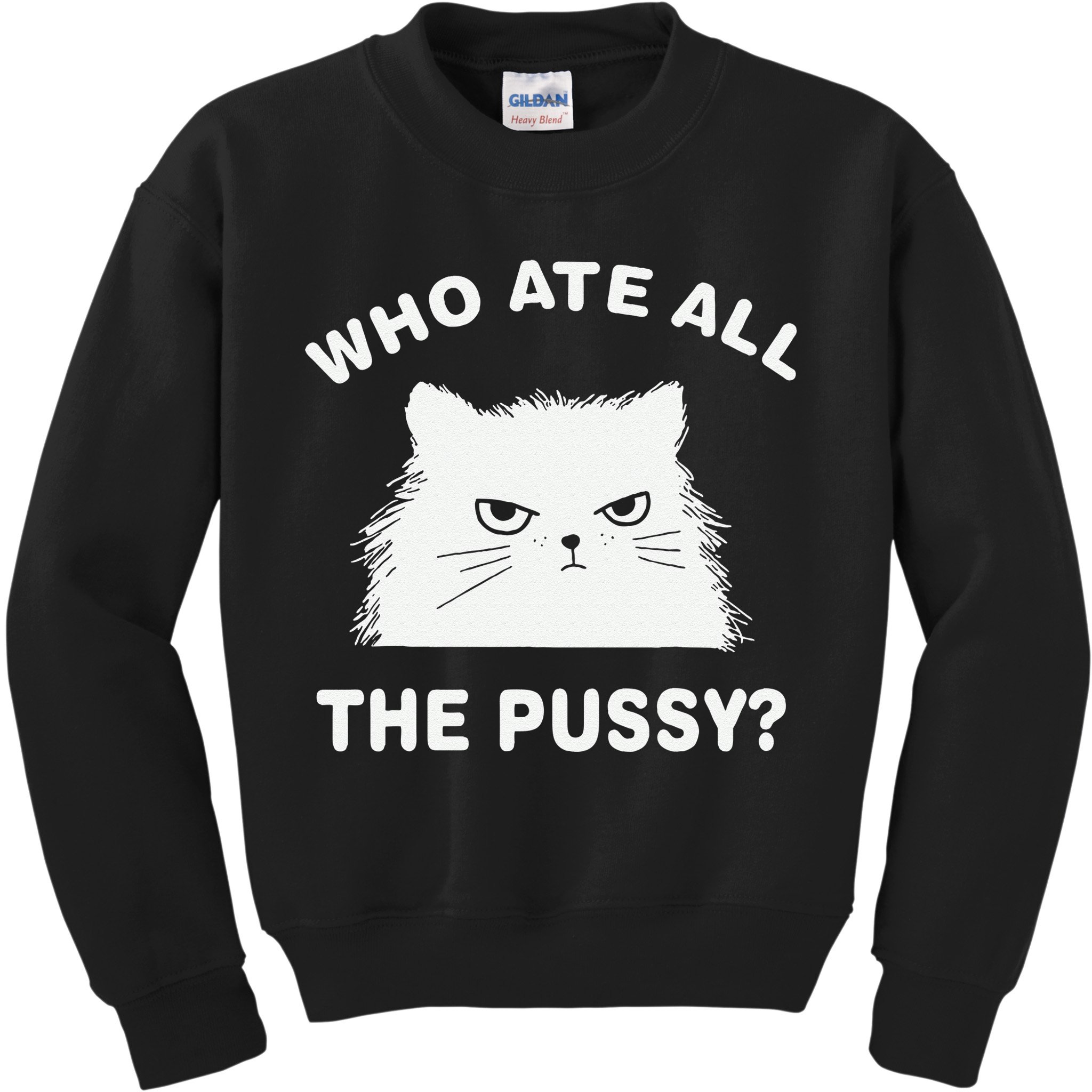 Who Ate All The Pussy Funny Cat Meme Humor Quote Sarcastic Kids Sweatshirt