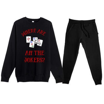 Where Are All The Jokers Funny Mahjong Premium Crewneck Sweatsuit Set