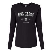 Winslow Arizona Az Vintage Athletic Sports Design Womens Cotton Relaxed Long Sleeve T-Shirt