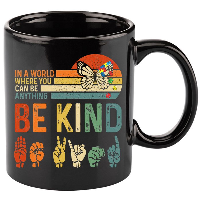World Autism Awareness Day Hands Signs Autism Puzzle 11oz C Handle Ceramic Mug