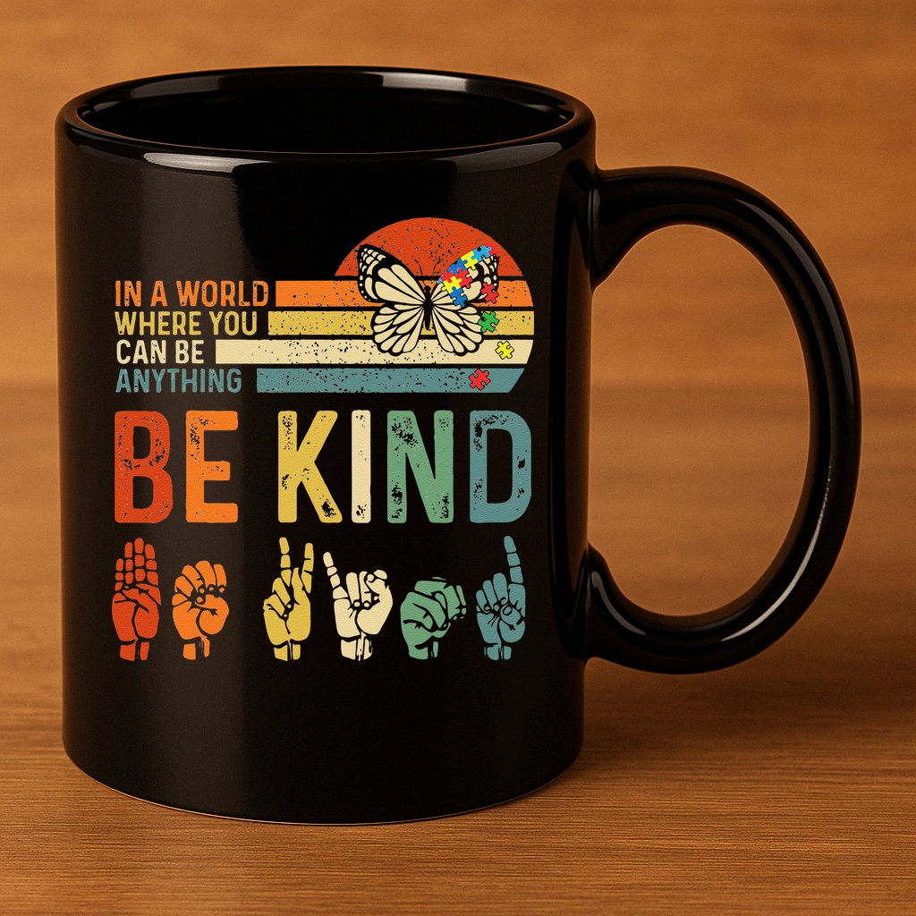 World Autism Awareness Day Hands Signs Autism Puzzle 11oz C Handle Ceramic Mug