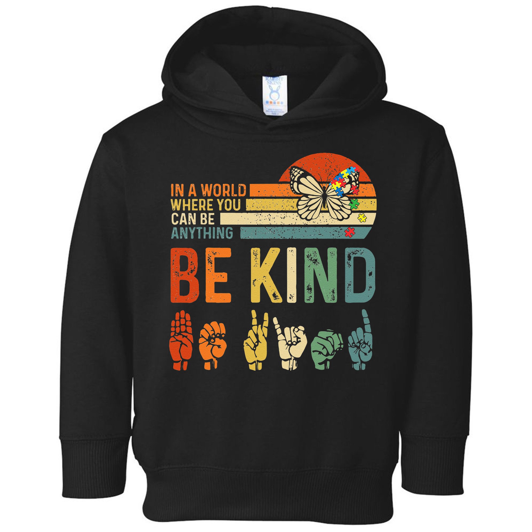 World Autism Awareness Day Hands Signs Autism Puzzle Toddler Hoodie