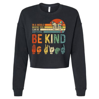 World Autism Awareness Day Hands Signs Autism Puzzle Cropped Pullover Crew