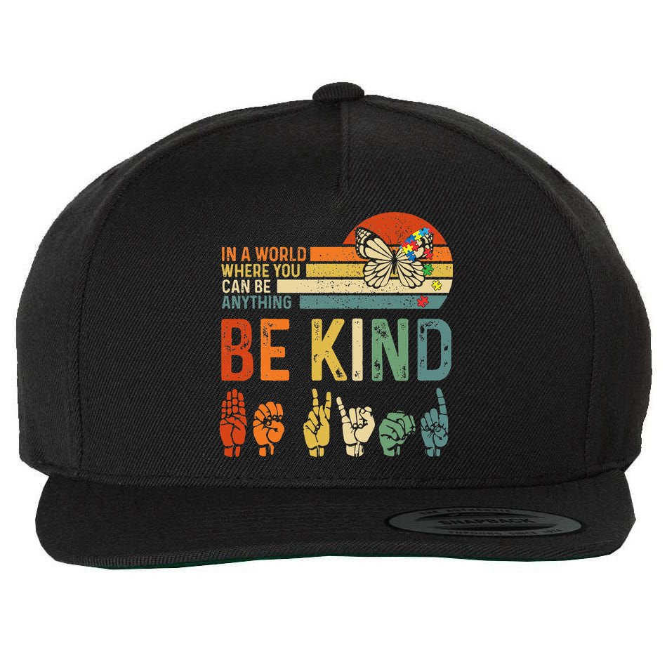 World Autism Awareness Day Hands Signs Autism Puzzle Wool Snapback Cap