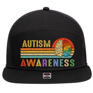 World Autism Awareness Neurodiversity Autistic April Sunset 7 Panel Mesh Trucker Snapback Hat