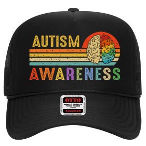 World Autism Awareness Neurodiversity Autistic April Sunset High Crown Mesh Back Trucker Hat