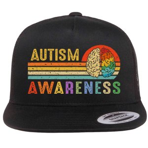 World Autism Awareness Neurodiversity Autistic April Sunset Flat Bill Trucker Hat